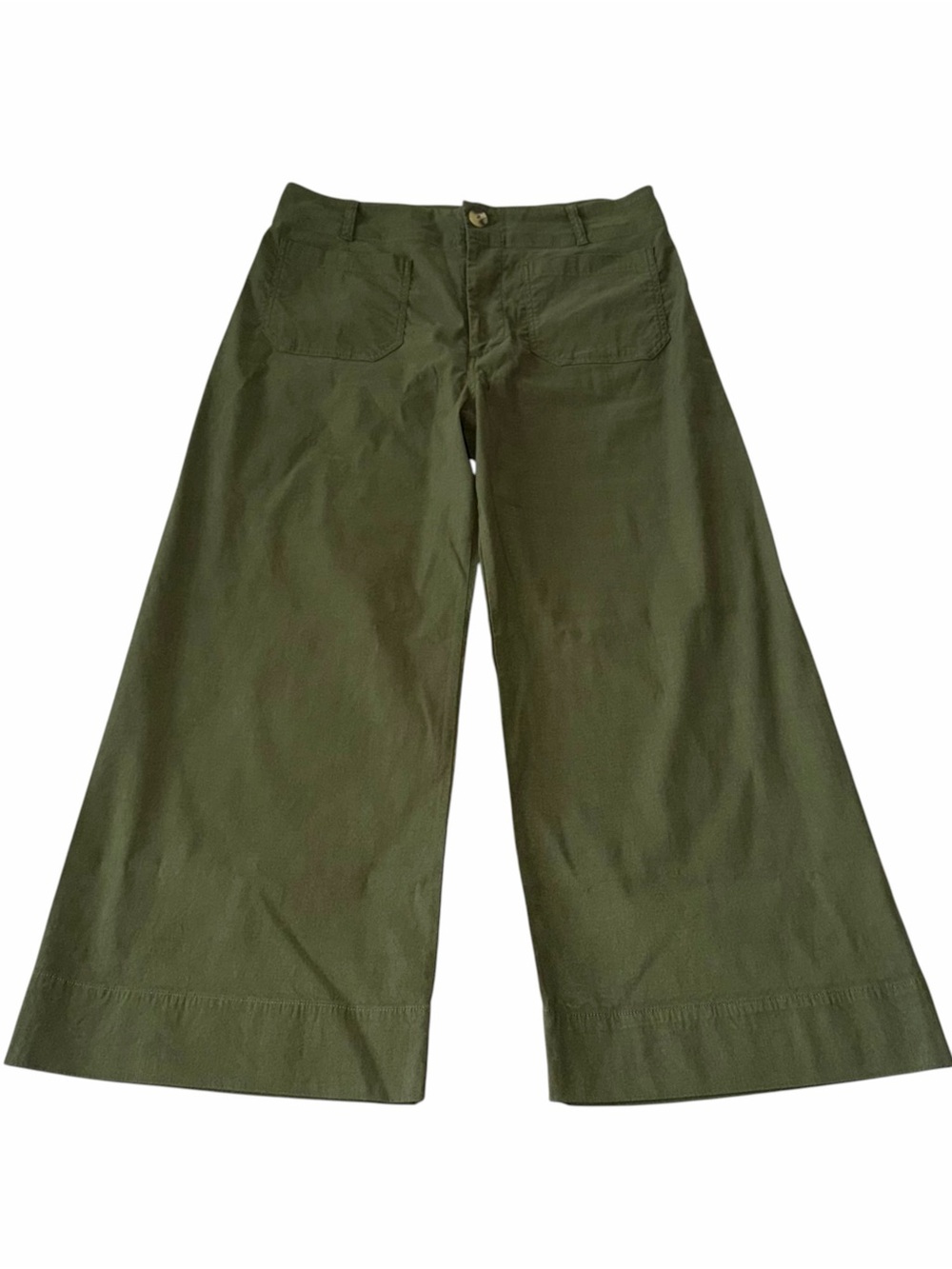 Maeve Anthropologie Colette Wide-Leg Flare Crop Pants Size 32 US Green Career